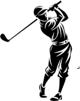 Modern black stencil golf player design for websites. . png