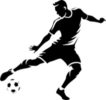 Dynamic soccer player black stencil design art. . png