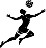 Black stencil volleyball player image for modern design. . png