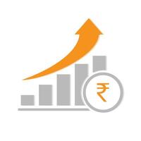 A bar chart with four bars with rupee icon vector