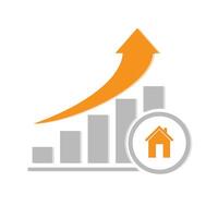 A bar chart with four bars and house icon vector