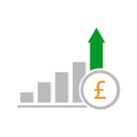 A bar chart with four bars and pound icon vector