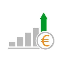A bar chart with four bars and euro icon vector