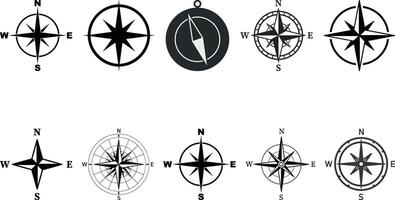 compass icon set design vector