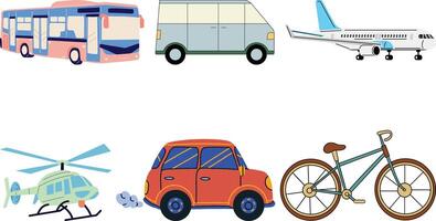 Transportation vehicle icon set collection design vector