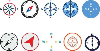 compass icon set collection design vector