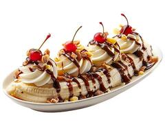 Banana split isolated on transparent background photo