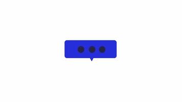 Digital talk bubble with dots blinking 2D object animation. Conversation communication cartoon 4K , alpha channel. Text message dialogue box waiting typing animated flat item on white background video