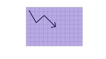 Graph arrow falling down against grid sheet 2D object animation. Economic inflation recession cartoon 4K , alpha channel. Crisis diagram. Financial failure animated flat item on white background video