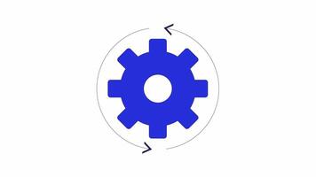 Cog flowing process rotation 2D object animation. Business workflow automation cartoon 4K , alpha channel. Wheel gear. Engine mechanism cogwheel rotating animated flat item on white background video