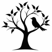 Bird in a tree silhouette illustration vector