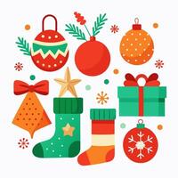 Christmas and new year badges and elements set illustration vector