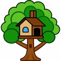 A tree house built in branch illustration vector