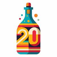 Colorful retro pop new year bottle illustration vector