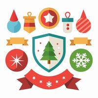 Christmas and new year badges and elements set illustration vector