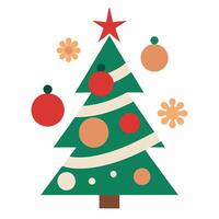 Retro Christmas Cards with Tree And Ornament vector