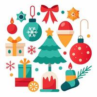 Christmas and new year badges and elements set illustration vector