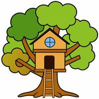 A tree house built in branch illustration vector