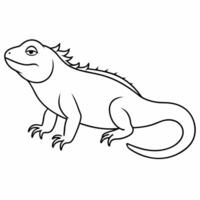 A Simple line Art Drawing Of A Beautiful Iguana illustration vector