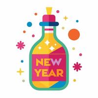 Colorful retro pop new year bottle illustration vector