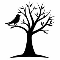 Bird in a tree silhouette illustration vector