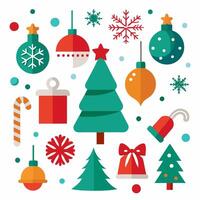 Christmas and new year badges and elements set illustration vector