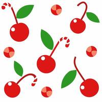 Cherries with candy cane Christmas design illustration vector