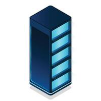 Isometric futuristic server. Isometric database or data center. Abstract blockchain. Computer storage. Cloud storage. illustration vector