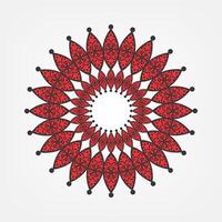 Red ethnic mandala on white background vector