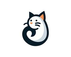 A cat with a black and white design vector