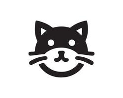 A black and white cat head icon on a white background vector