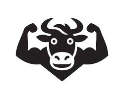 A black and white logo of a bull with a fist vector