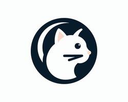 A cat logo with a moon in the background vector