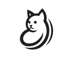 A black and white cat logo vector