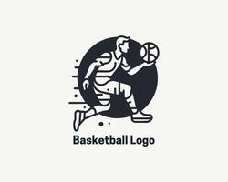 Basketball logo design with a man running with the ball vector