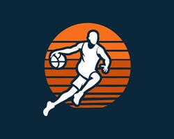 Basketball player running with ball logo design vector