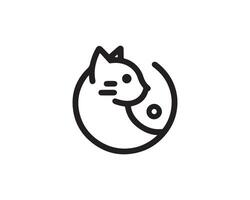 A black and white line drawing of a cat vector
