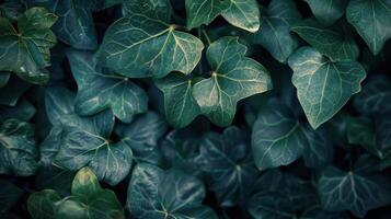 Close up view of lush green ivy leaves growing densely in a garden during the daytime photo