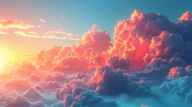 Sky Filled With Clouds as Sun Sets photo