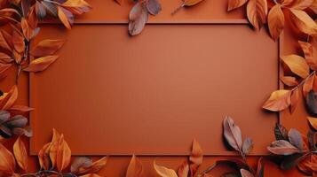 Autumn Leaves on Orange Background photo