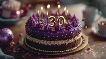 Chocolate Cake Decorated With Pink Roses and Confetti photo