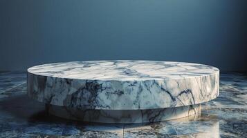Round Marble Table With Two Vases photo