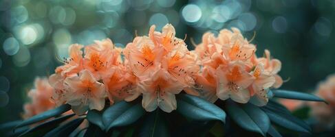 Orange Rhododendron Flowers Blooming in the Forest photo