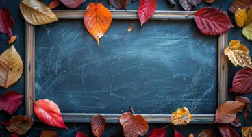 Autumn Leaves on a Blackboard photo