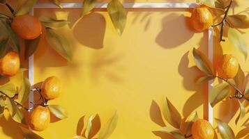 Autumn Leaves on Orange Background photo