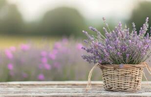 Lavender Bouquet in a Wicker Basket photo