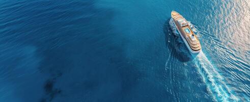 Luxury Cruise Ship Sailing Through Clear Blue Ocean Waters photo
