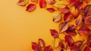 Autumn Leaves on Orange Background photo