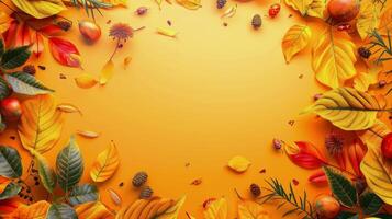 Autumn Leaves on Orange Background photo