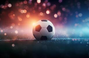 Soccer Ball on Wet Grass Field at Night photo